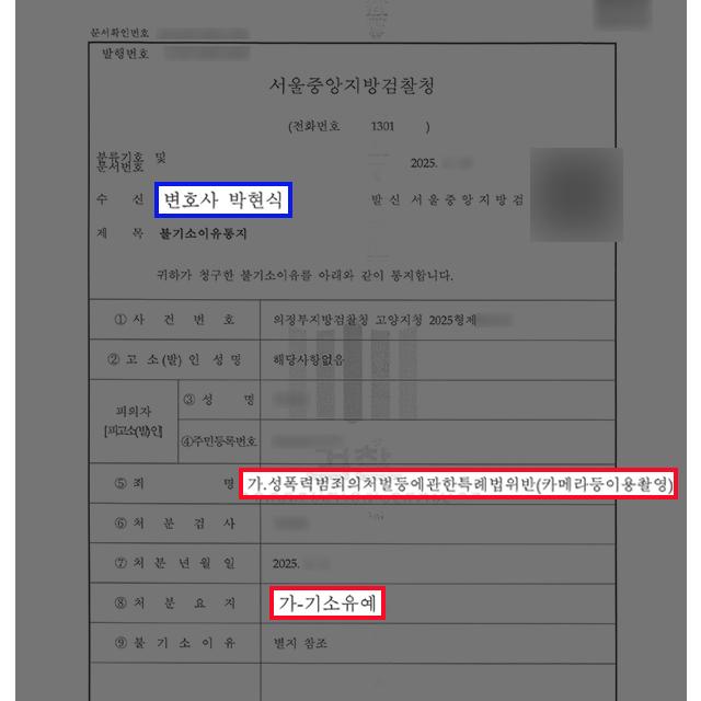 [형사] 카메라등이용촬영 혐의 공공기관 종사자, 변호 조력으로 기소유예 처분